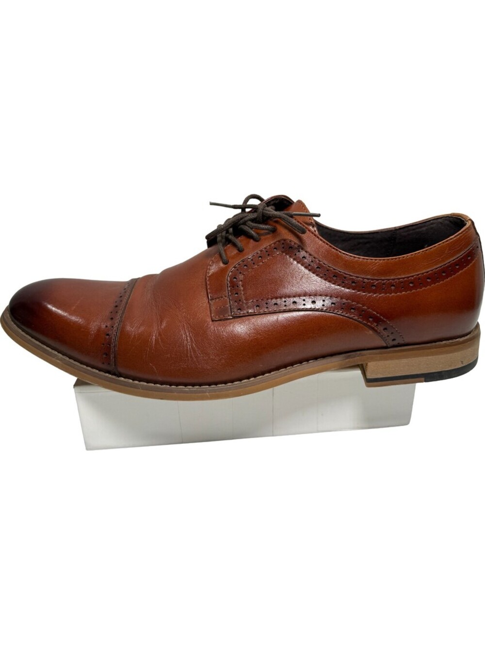 Stacy Adams Dickinson Cap Toe Oxford Dress Shoes Cognac Mens Size 14M 25066-221 - Picture 15 of 16